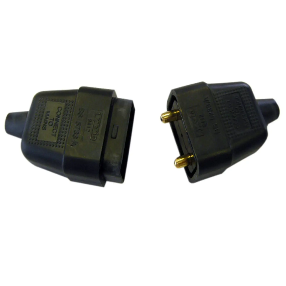 2 Pin Rubber Connector Plug 10A Black