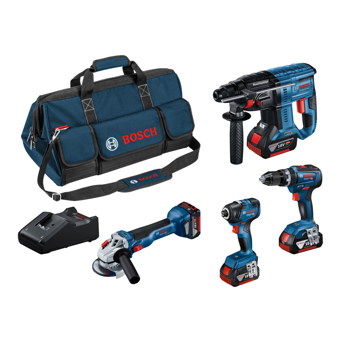 Professional 4 Piece Kit 18V 3 x 4.0Ah Li-ion