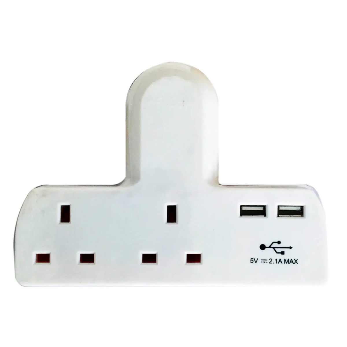T-shape Socket 2 Way Adaptor 13A Fused with USB