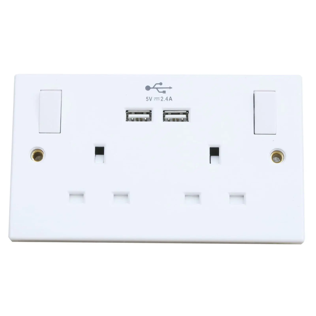 Switched Socket 2-Gang + 2 USB Ports 13A