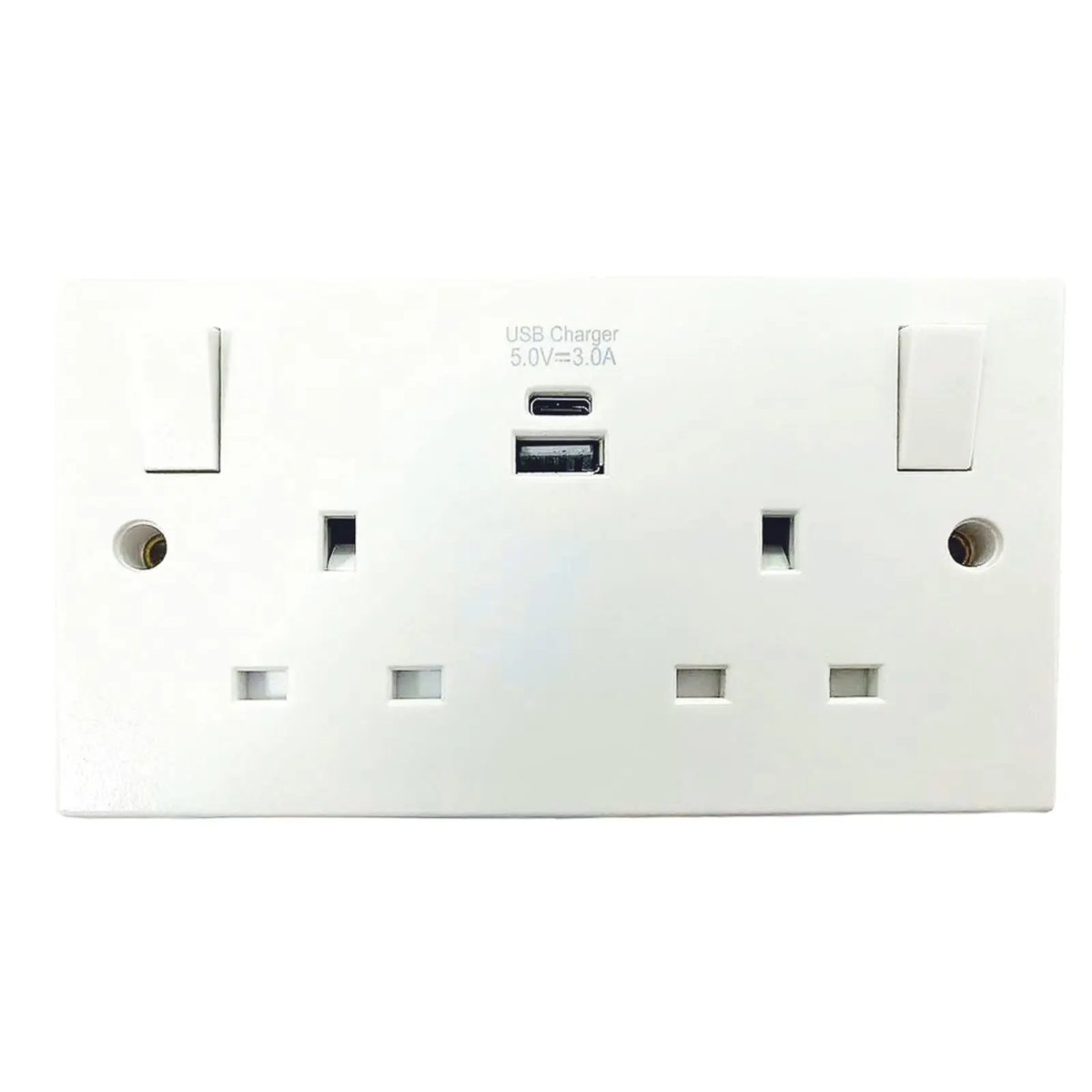 Switched Socket 2-Gang + 2 USB A/C Ports 13A