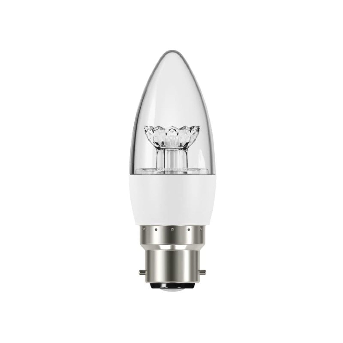 LED BC (B22) Clear Candle Dimmable Bulb, Warm White 470 lm 5.9W