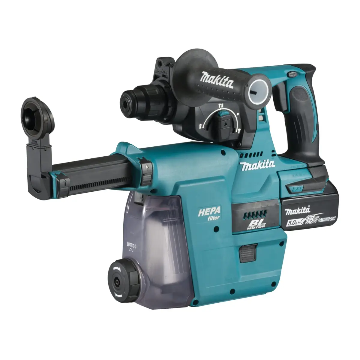 DHR242RTJW SDS Plus BL Hammer Drill + Extractor 18V 2 x 5.0Ah Li-ion
