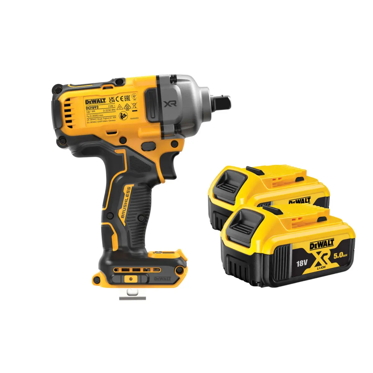 DCF892P2T XR BL High Torque 1/2in Impact Wrench 18V 2 x 5.0Ah Li-ion
