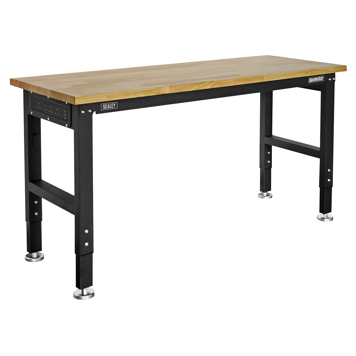 Superline PRO® Black Edition Heavy-Duty Steel Adjustable Workbench with Wooden Worktop 1524mm