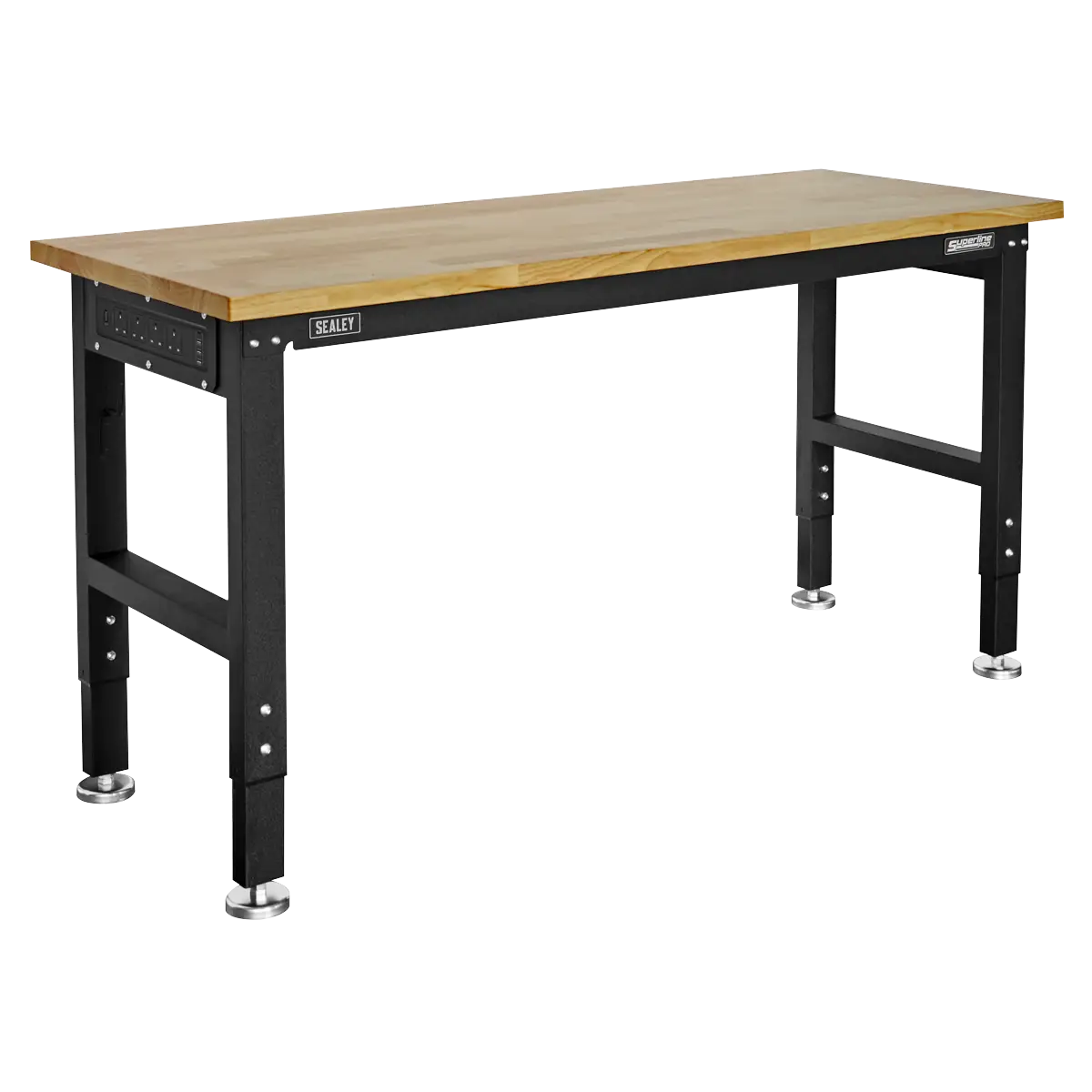 Superline PROยฎ Black Edition Heavy-Duty Steel Adjustable Workbench with Wooden Worktop 1524mm