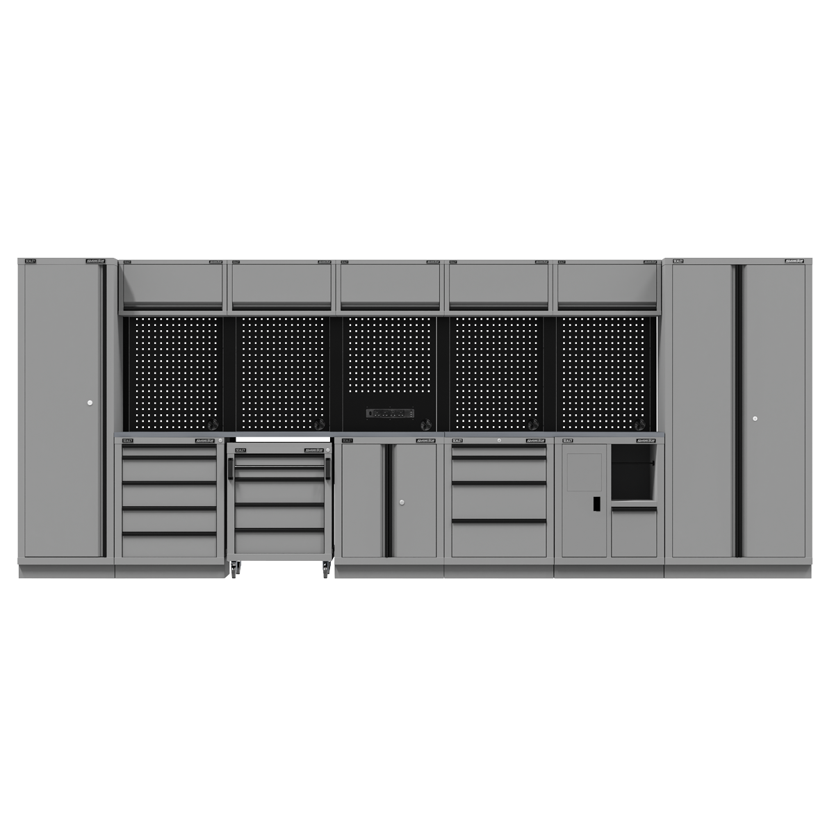 Superline PRO® Black Edition Storage System with Stainless Steel Worktop 4.92m