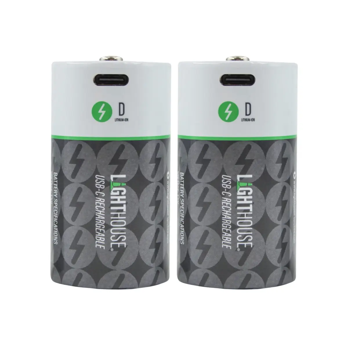 D USB-C Rechargeable Battery Li-ion Pack of 2