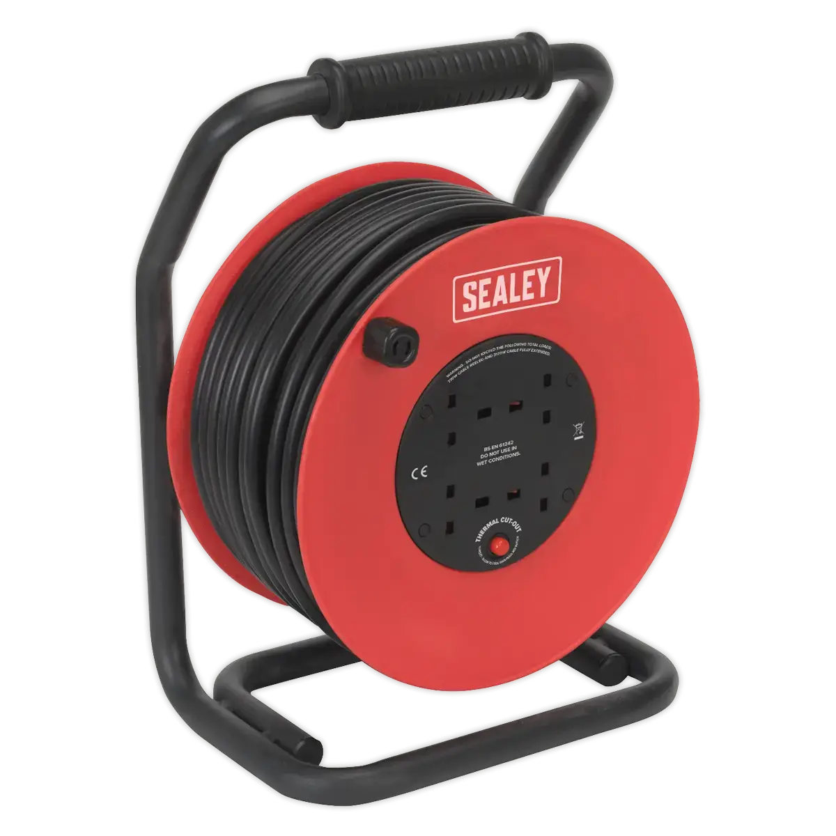 50m Heavy-Duty Cable Reel with Thermal Trip 4 x 230V