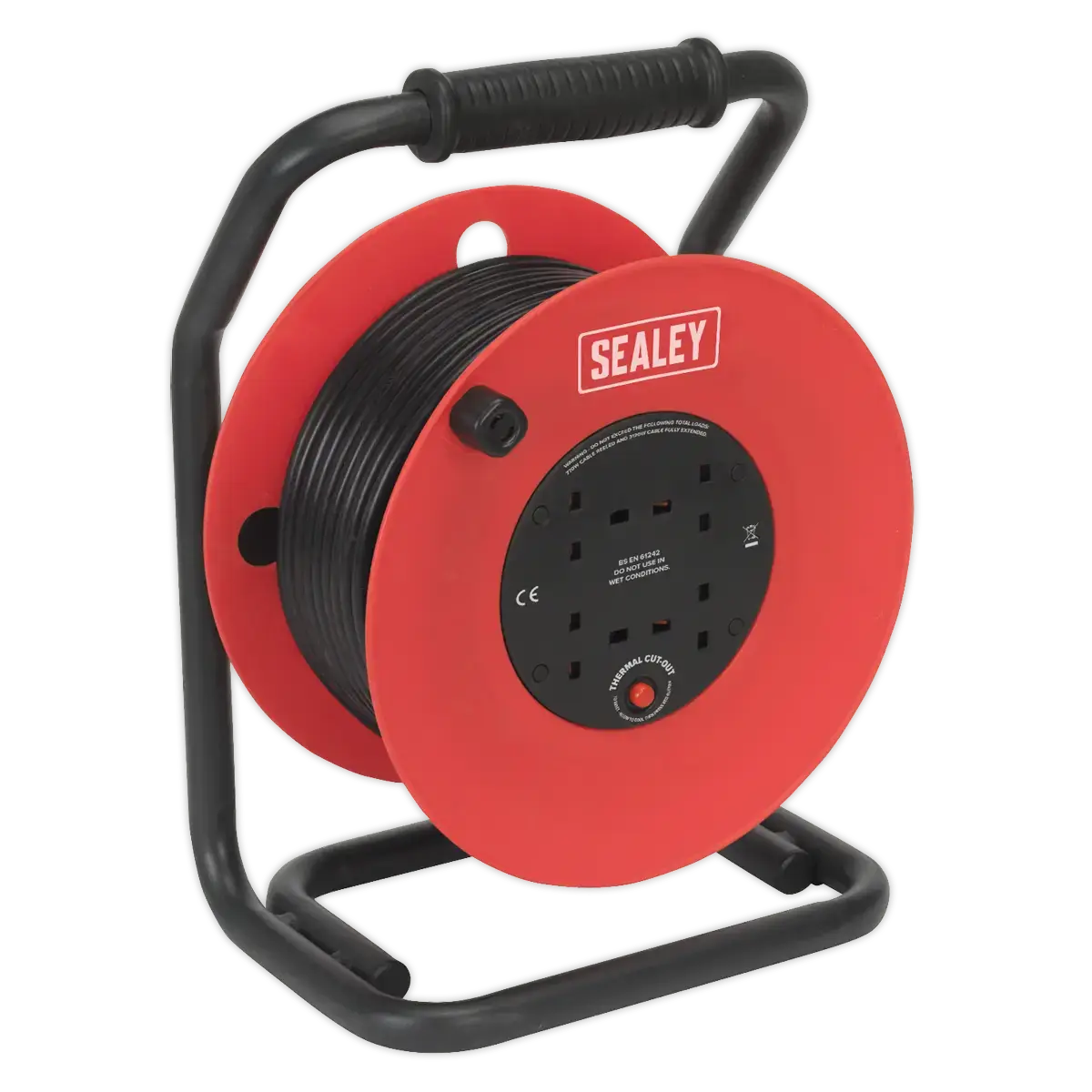50m Heavy-Duty Cable Reel with Thermal Trip 4 x 230V