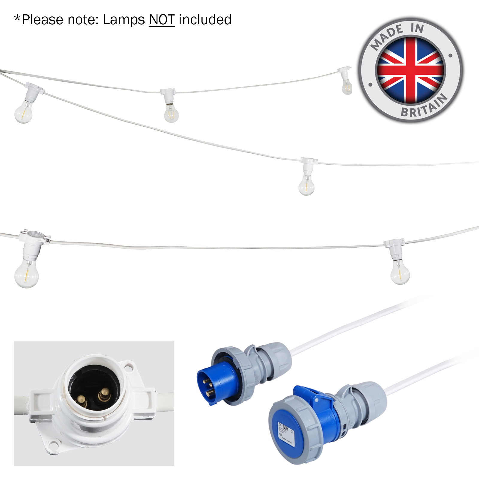 25m BC Heavy Duty White Rubber Festoon 0.33m Spacing - Image 6