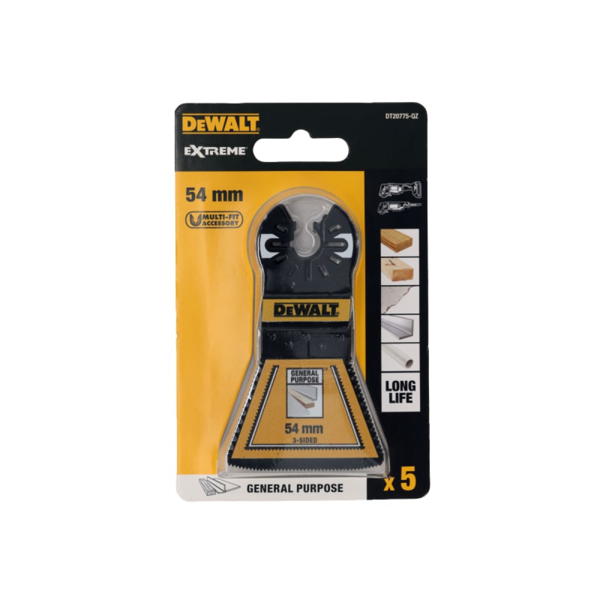 DT20773 Bi-metal 3-Sided Cutting Multitool Blade 54mm