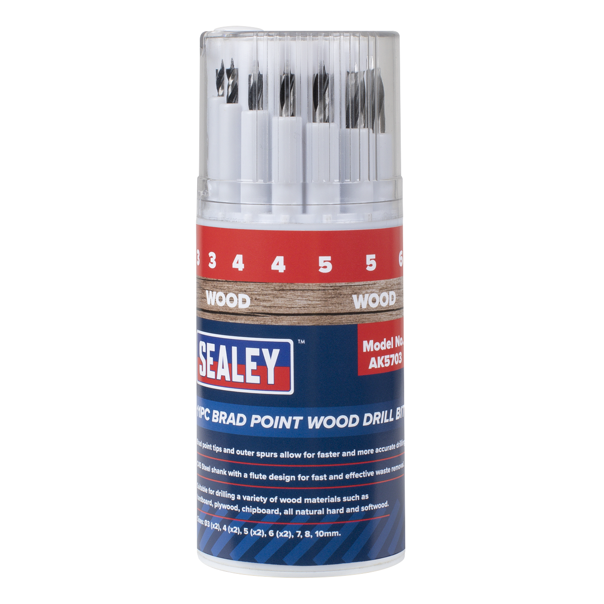 Brad Point Wood Drill Bit Set 11pc [AK5703]