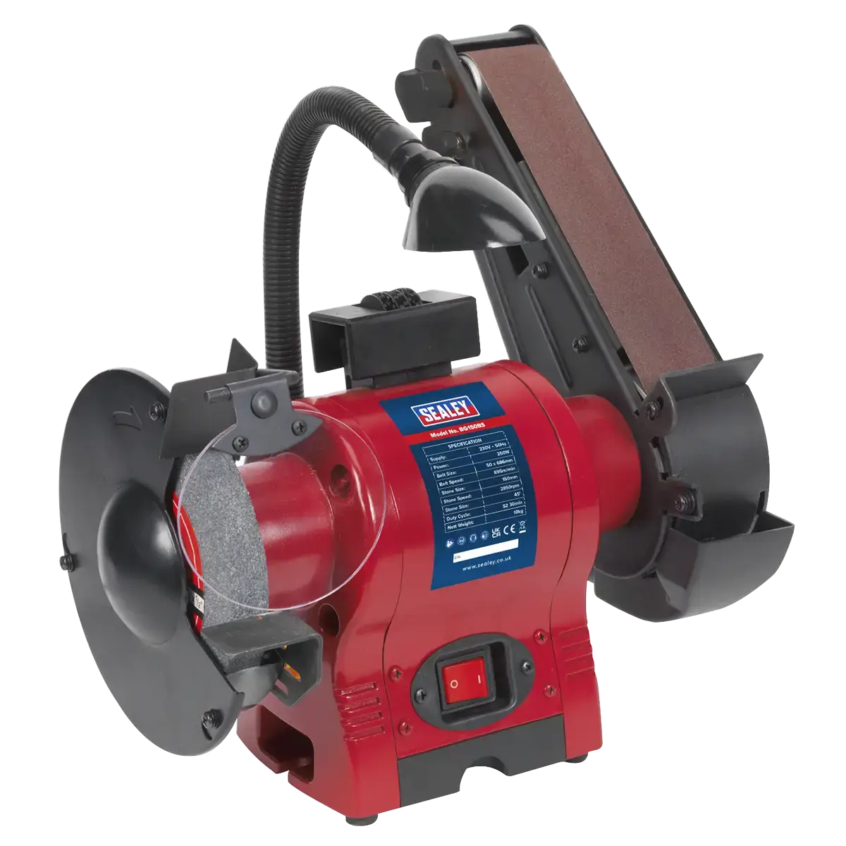 150mm Bench Grinder with 50mm Belt Sander & Worklight 250W/230V [BG150BS]
