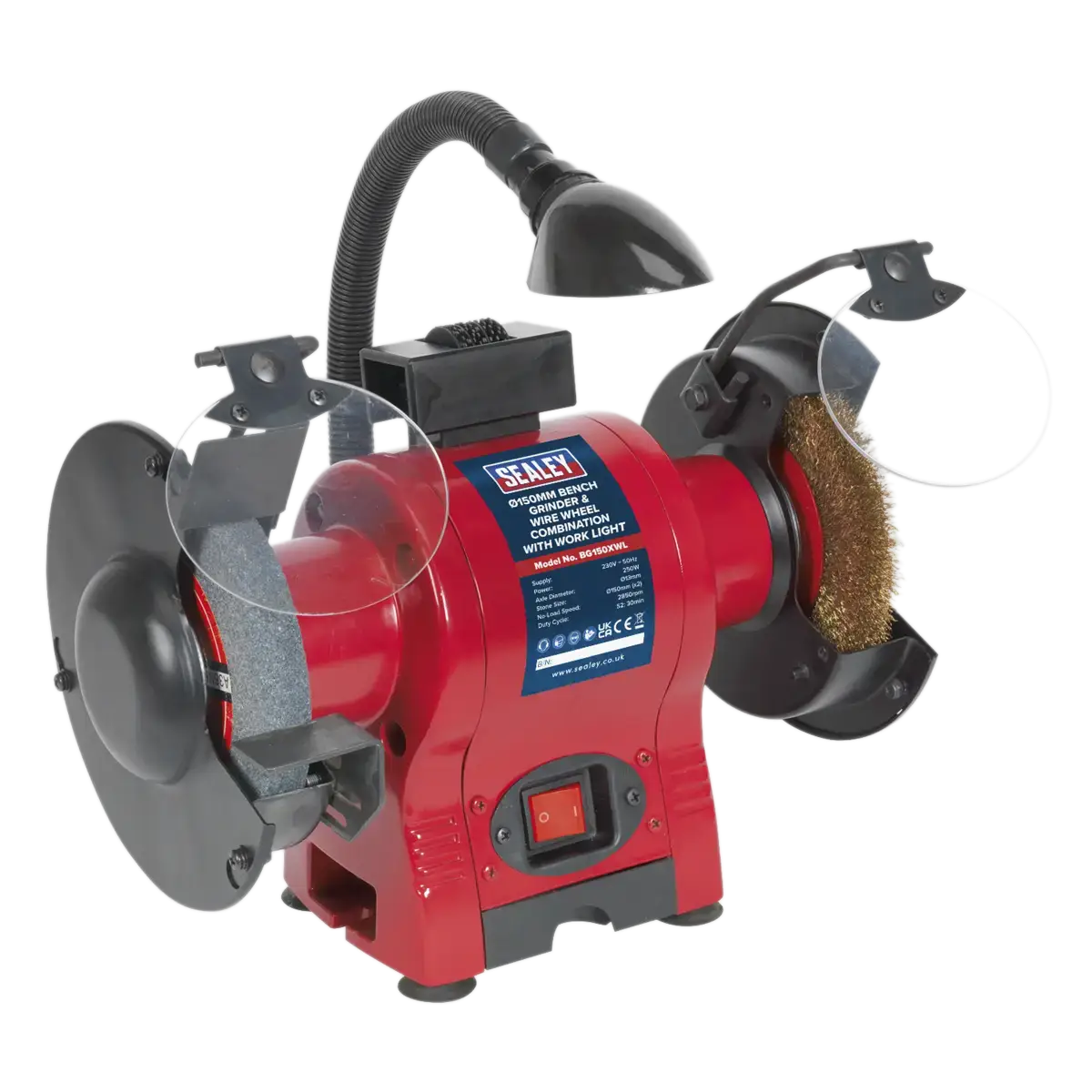 150mm Bench Grinder & Wire Wheel Combination with Worklight 250W/230V [BG150XWL]