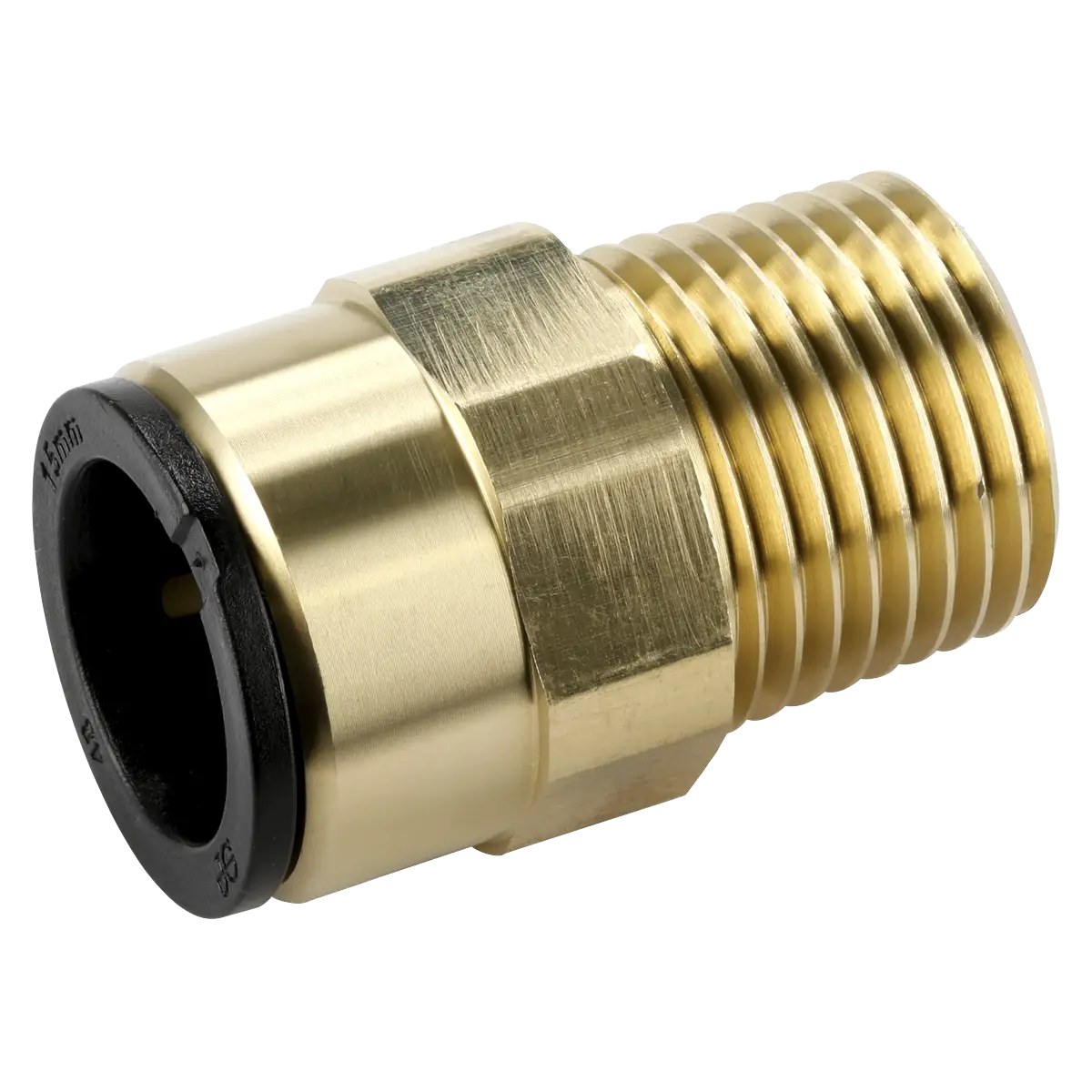 John Guest® Brass Straight Adaptor 15mm x 1/2"BSPT [CAS15BSA]