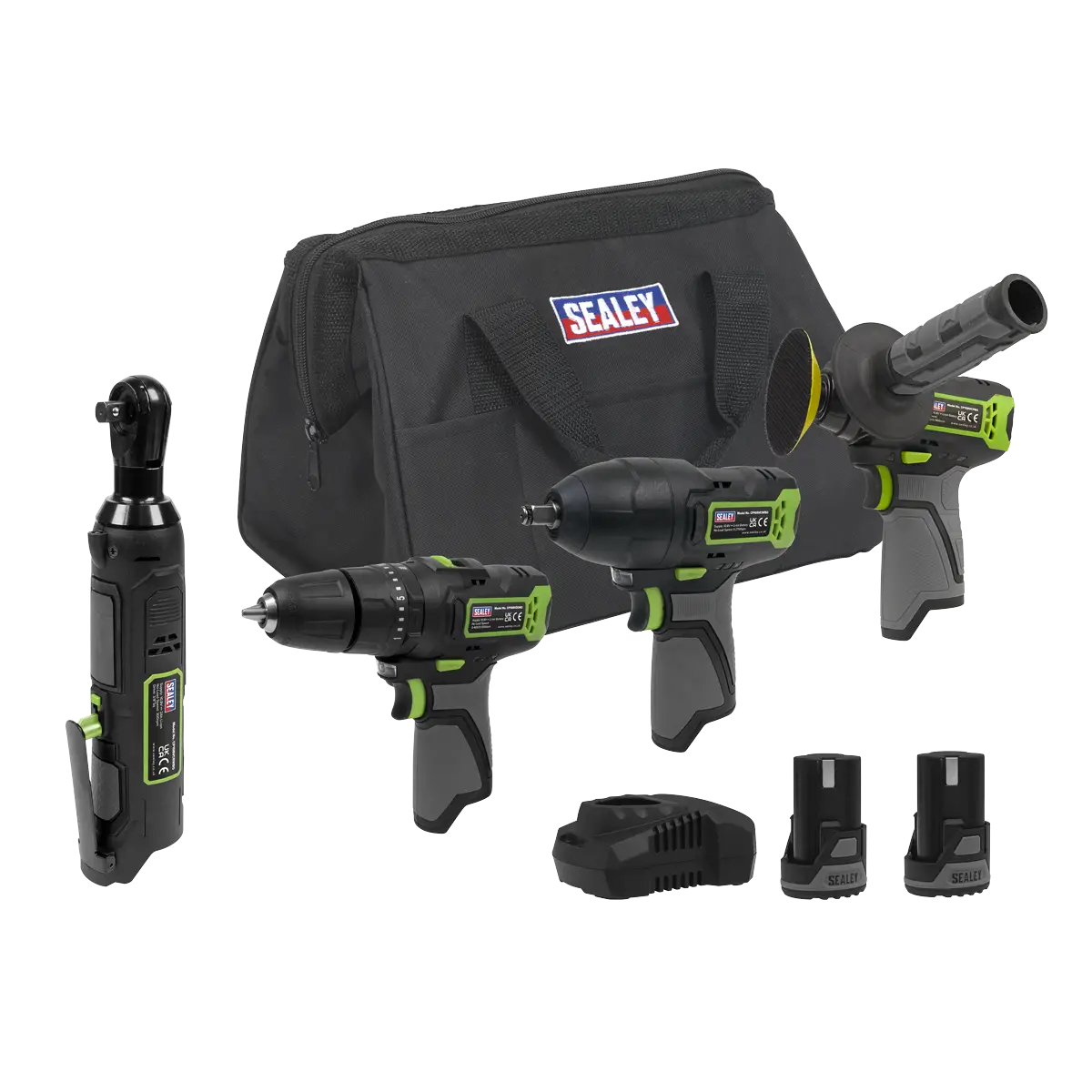 4 x SV10.8 Series Cordless Power Tool Kit 10.8V - 2 Batteries & Euro Plug [CP108VCOMBO1EU]