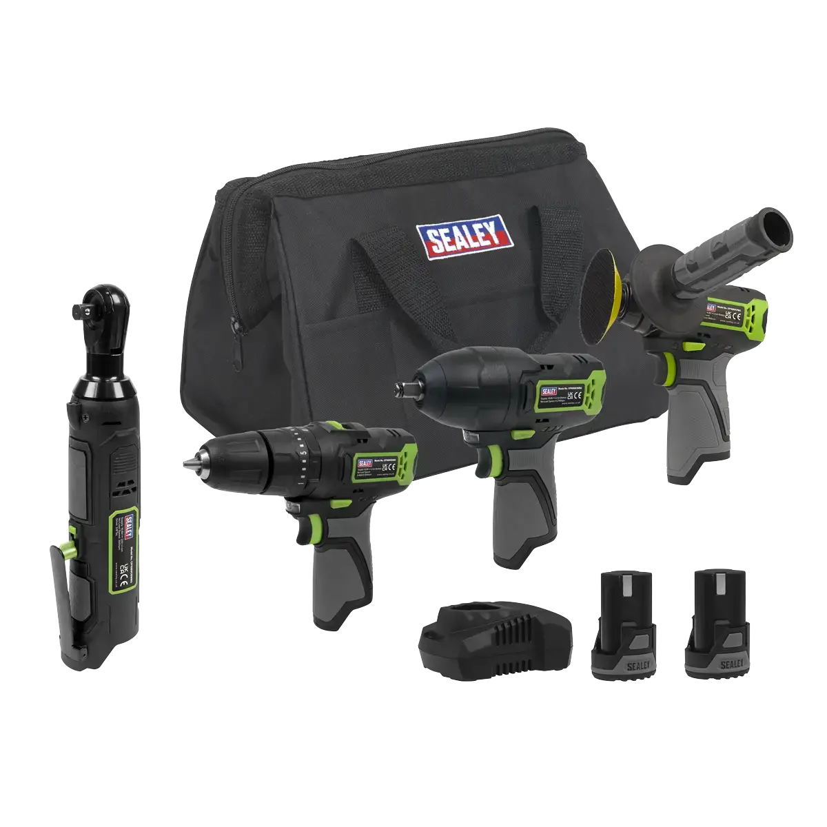 4 x SV10.8 Series Cordless Power Tool Kit 10.8V - 2 Batteries & Euro Plug [CP108VCOMBO1EU]