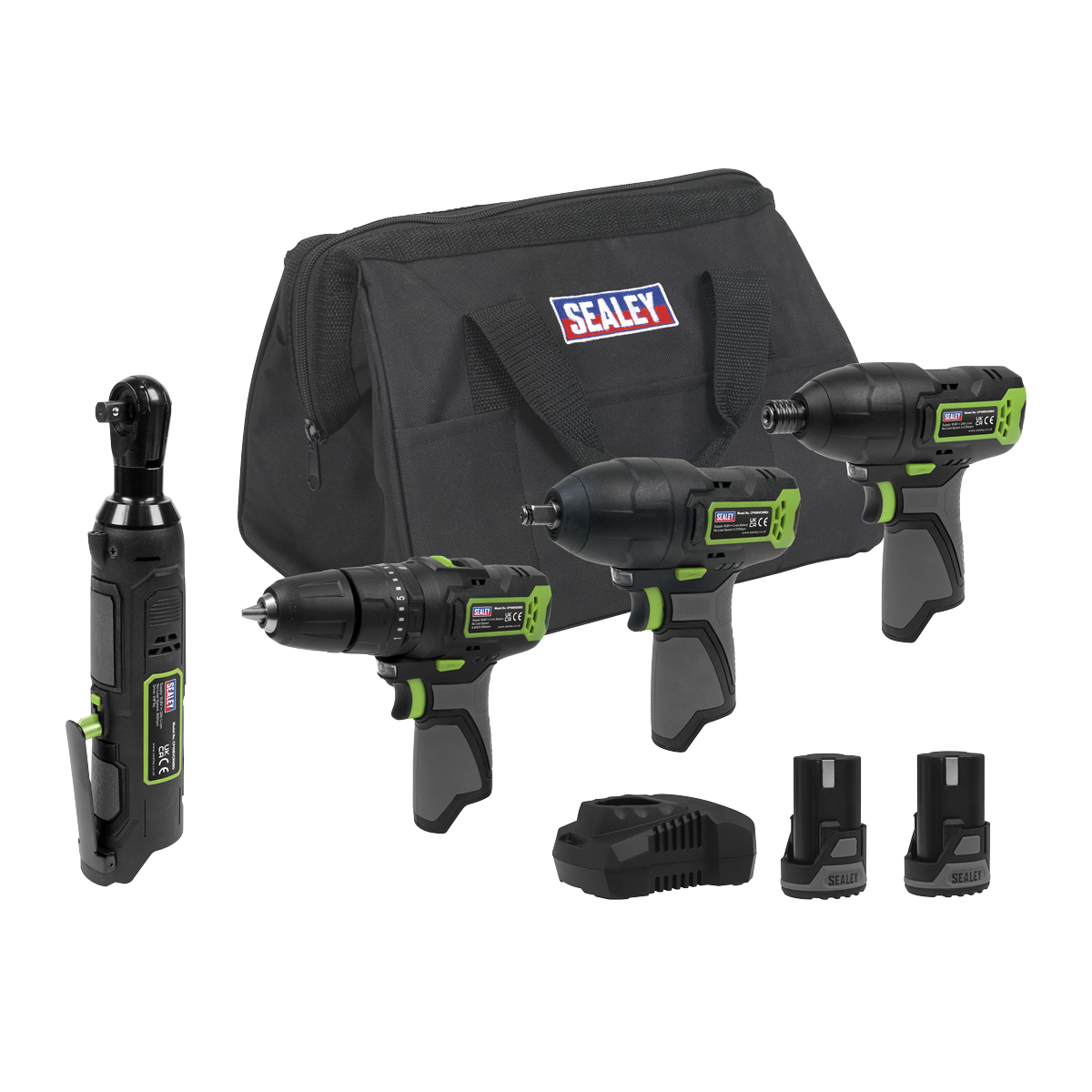 4 x SV10.8 Series Cordless Power Tool Kit 10.8V - 2 Batteries & Euro Plug [CP108VCOMBO2EU]