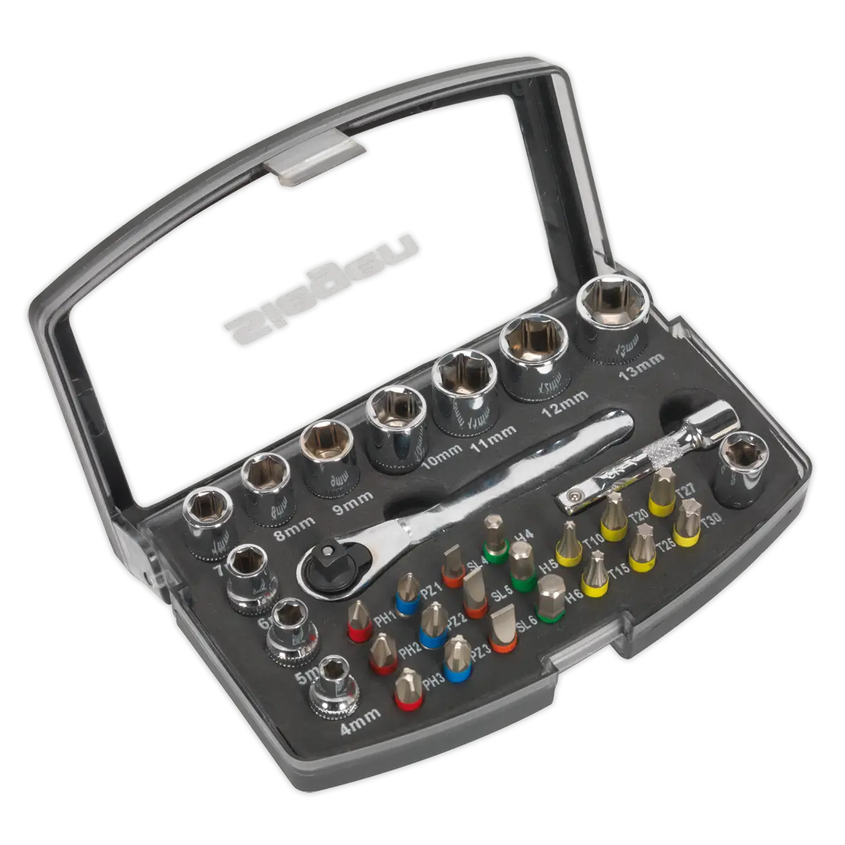 Siegen Socket & Bit Set 1/4"Sq Drive 31pc [S01036]