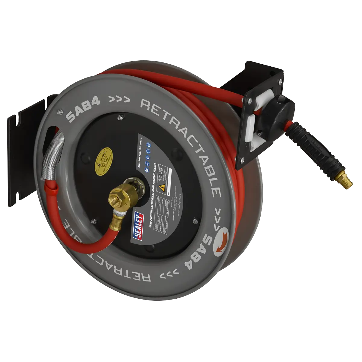 8m Retractable Rubber Air Hose with Steel Reel 10mm ID [SA84]