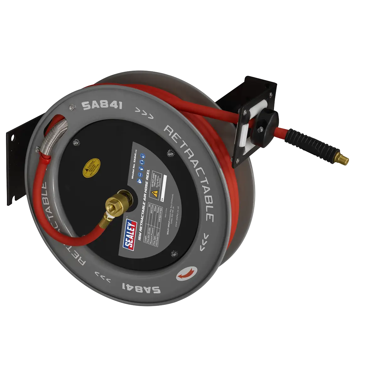 15m Retractable Rubber Air Hose with Steel Reel 10mm ID [SA841]