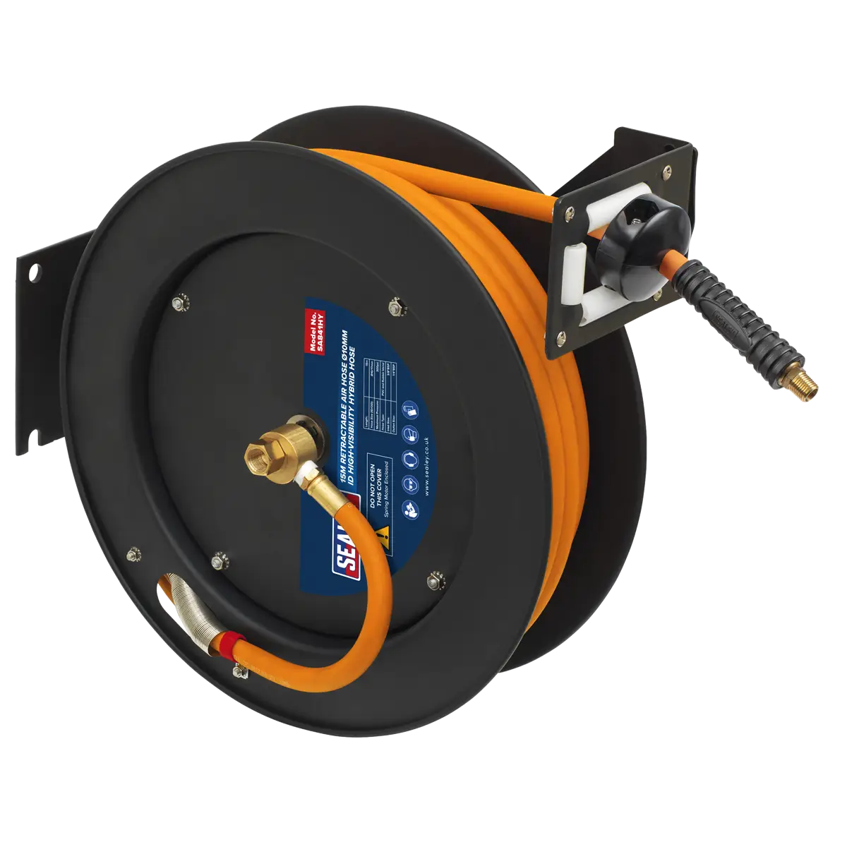 15m Retractable High-Visibility Hybrid Air Hose with Steel Reel 10mm ID [SA841HY]