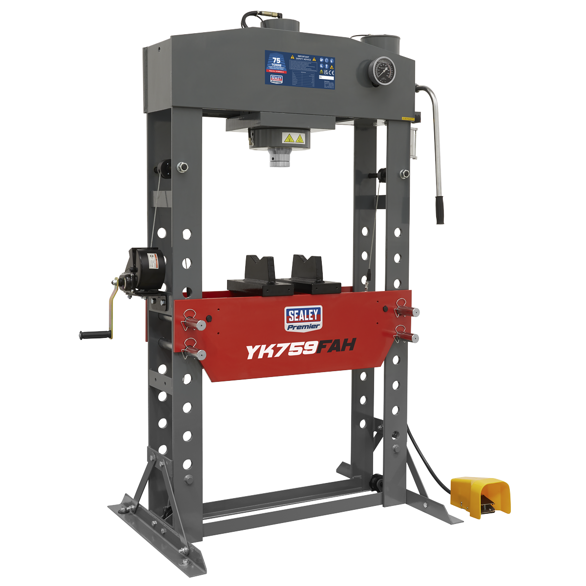Premier Heavy-Duty Air/Hydraulic Floor Type Press with Foot Pedal 75 Tonne [YK759FAH]