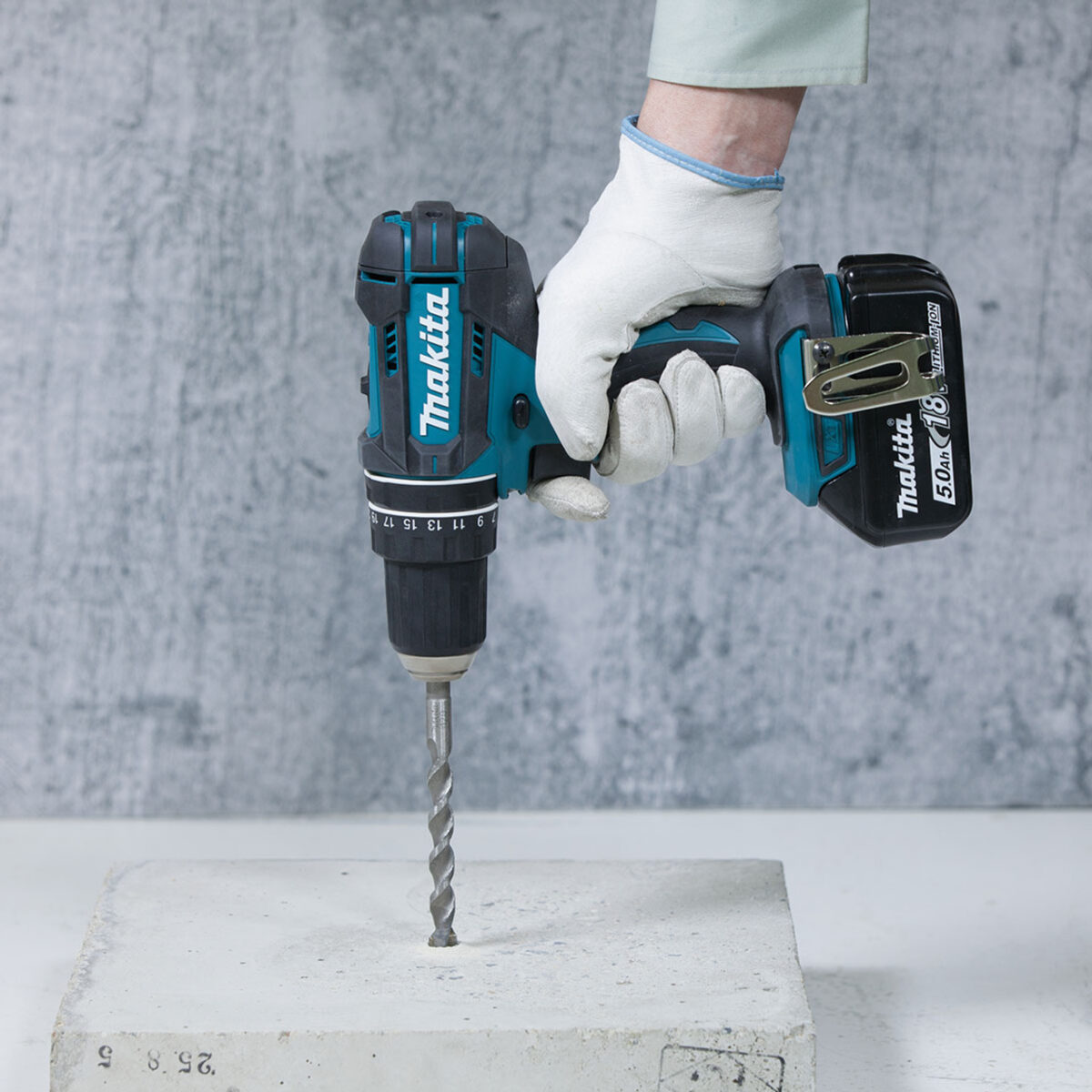 Makita DHP482RTJ 18V LXT Combi Drill (2 x 5.0Ah Batteries) in Makpac case