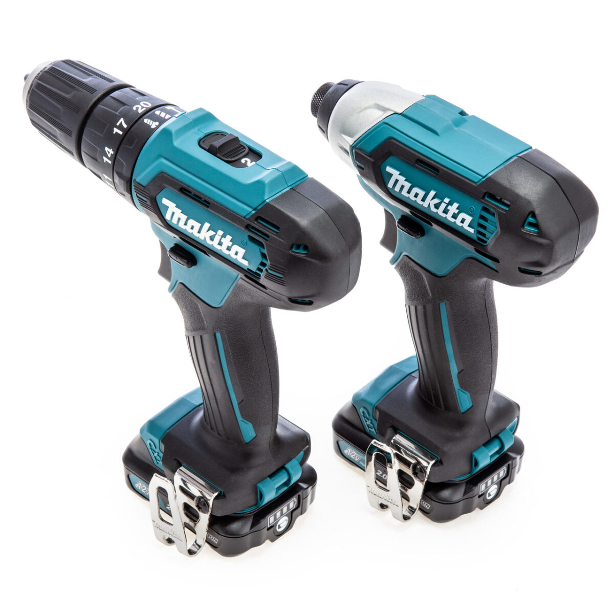 Makita CLX228AJ 12Vmax CXT Combi Drill & Impact Driver Twin Pack (2 x 2.0Ah Batteries)