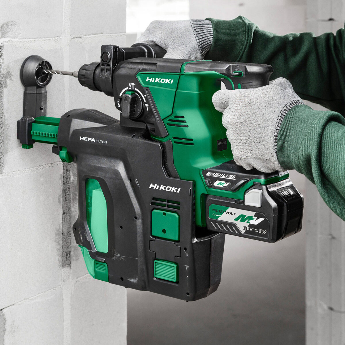 HiKOKI DH36DPBJ3Z 36V Brushless SDS+ Drill with Dust Extraction System (Body Only)