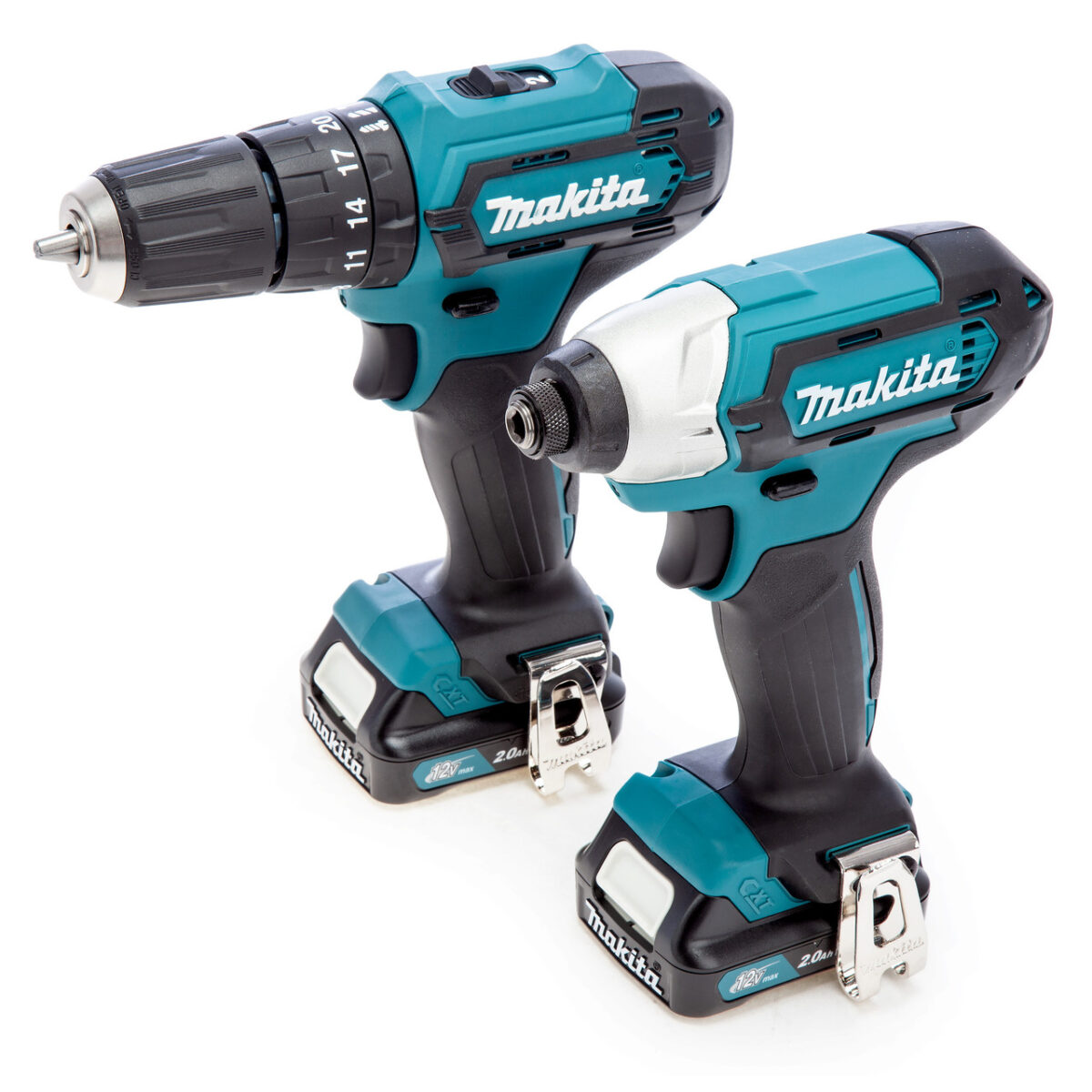 Makita CLX228AJ 12Vmax CXT Combi Drill & Impact Driver Twin Pack (2 x 2.0Ah Batteries)