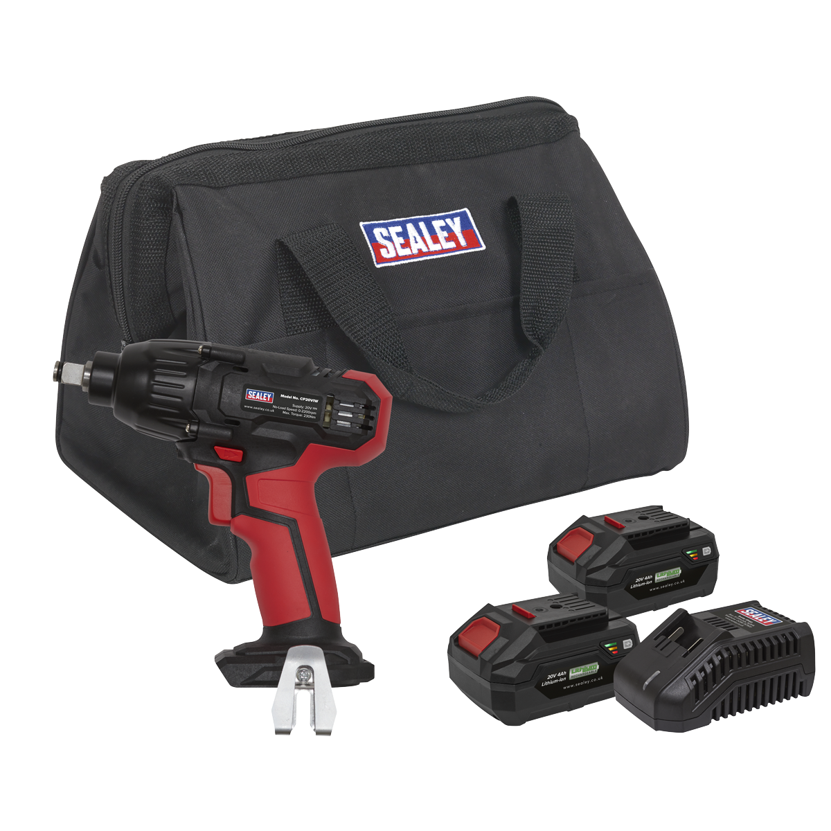 SV20 Series 1/2"Sq Drive Cordless Impact Wrench Kit 20V 4Ah - 2 Batteries & Euro Plug