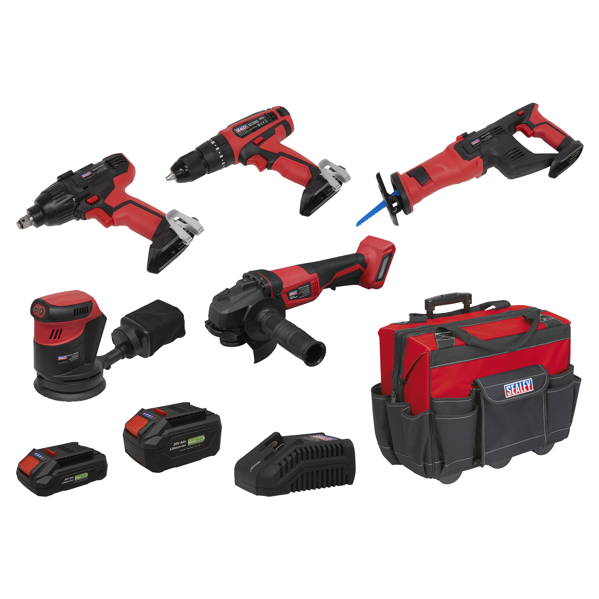 5 x SV20 Series Cordless Power Tool Kit 20V - 2 Batteries & Euro Plug