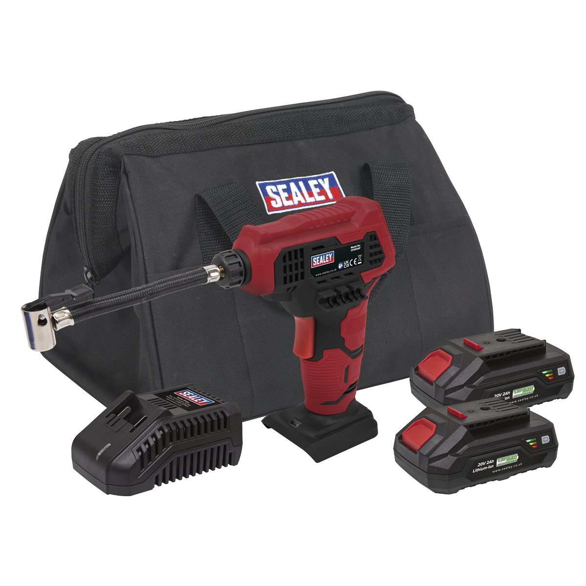 SV20 Series Cordless Tyre Inflator Kit 20V 2Ah - 2 Batteries & Euro Plug
