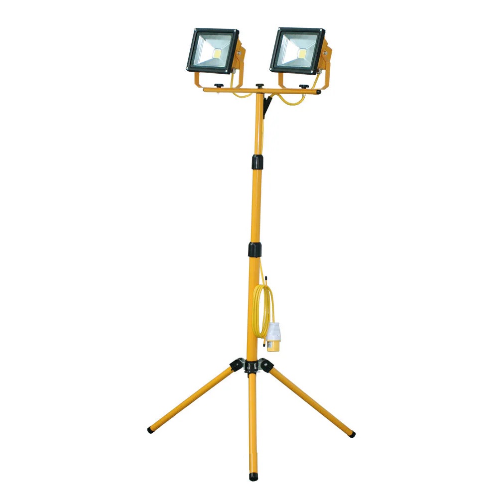 110V 2 x 20Watt LED Twin Head Folding Tripod Light