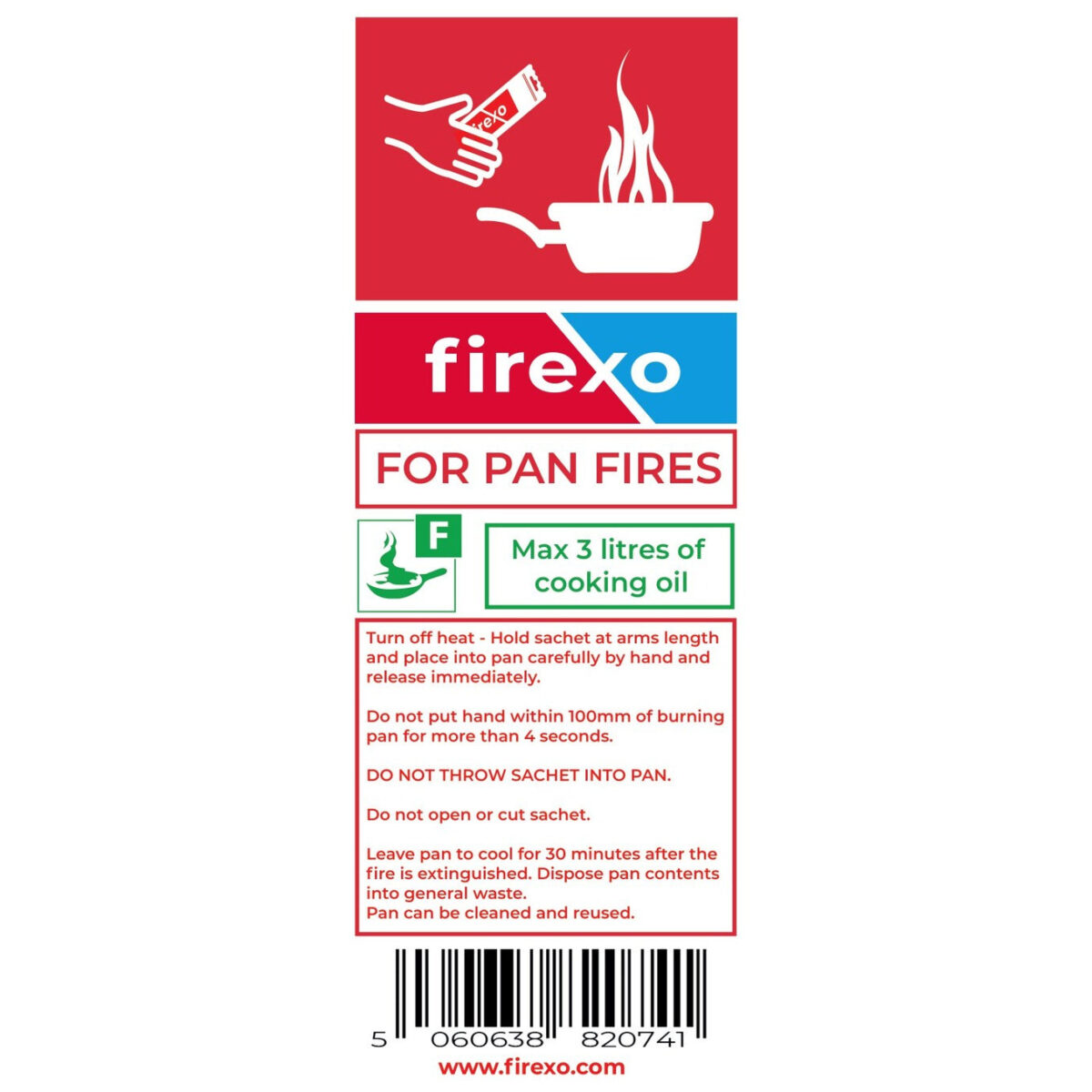 Firexo Bright White Safety Sign for Pan Fire Extinguishing Sachet | FX-7427645407424