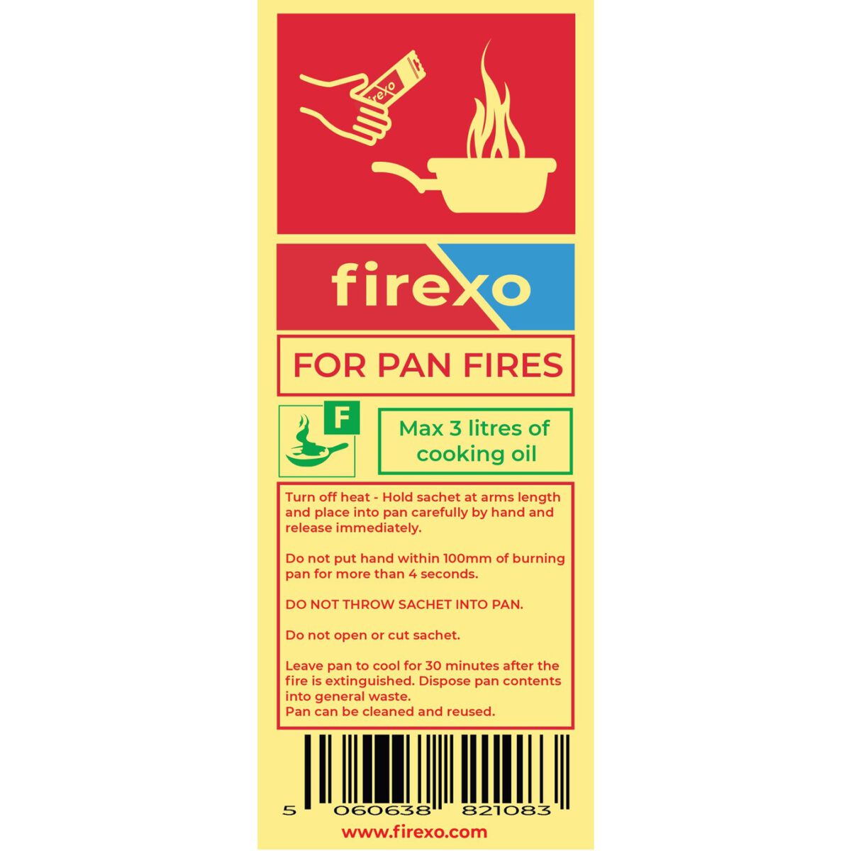 Firexo Pan Fire Extinguisher Photo Luminescent Sachet Sign | FX-7427645374656