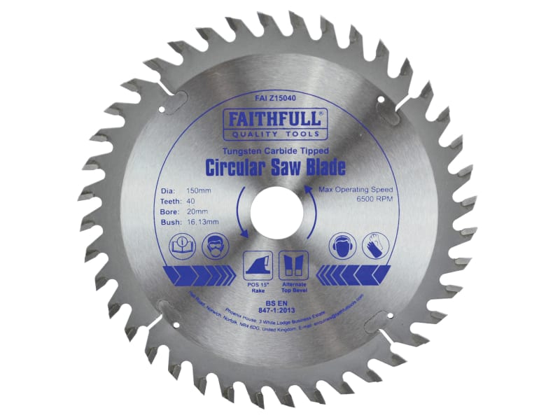 TCT Circular Saw Blade 150 x 20mm x 40T POS | FAIZ15040