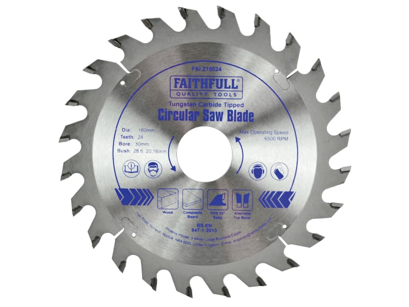 TCT Circular Saw Blade 160 x 30mm x 24T POS | FAIZ16024