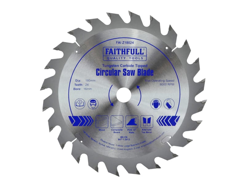 TCT Circular Saw Blade 180 x 16mm x 24T POS | FAIZ18024