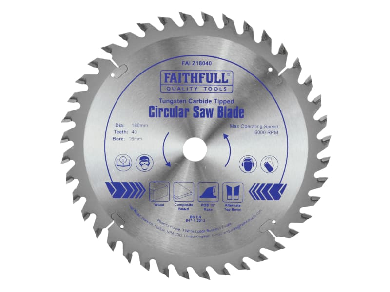 TCT Circular Saw Blade 180 x 16mm x 40T POS | FAIZ18040