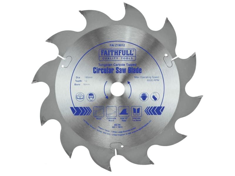 TCT Circular Saw Blade 190 x 16mm x 12T POS | FAIZ19012