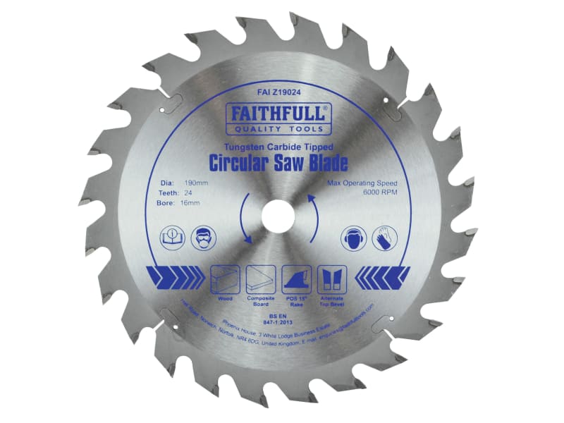 TCT Circular Saw Blade 190 x 16mm x 24T POS | FAIZ19024