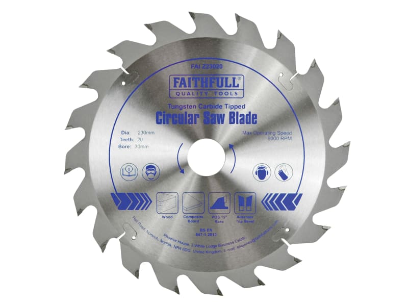 TCT Circular Saw Blade 230 x 30mm x 20T POS | FAIZ23020