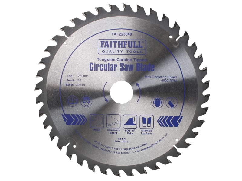 TCT Circular Saw Blade 230 x 30mm x 40T POS | FAIZ23040