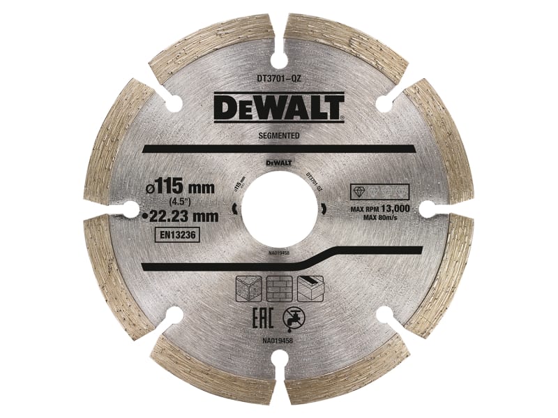 DT3701 Segmented Diamond Cutting Disc 115 x 22.23mm | DEWDT3701QZ