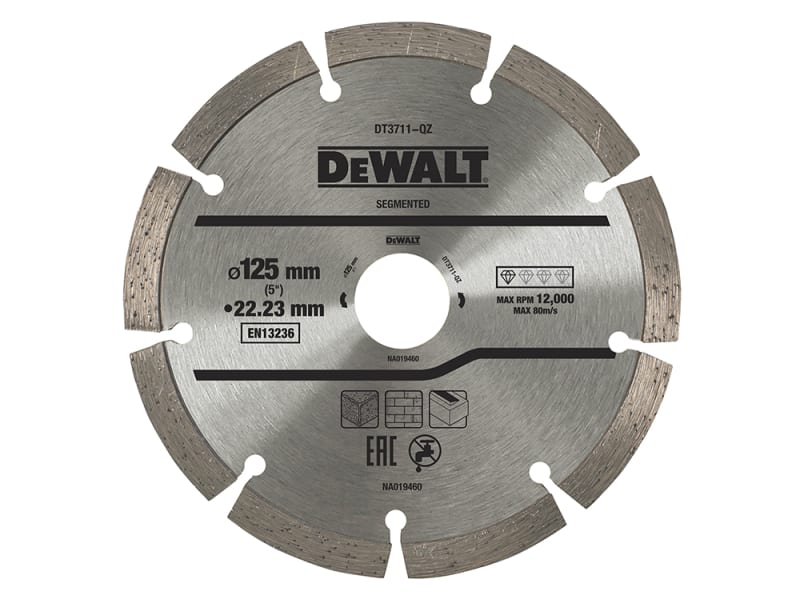 DT3711 Segmented Diamond Cutting Disc 125 x 22.23mm | DEWDT3711QZ