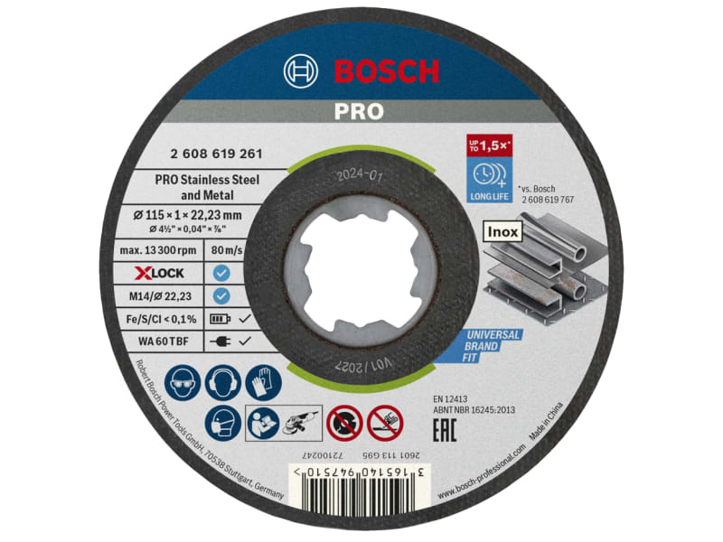 PRO Stainless Steel and Metal Bonded Cutting Disc 115 x 1.0 x 22.23mm Tin of 10 | BPA608619266