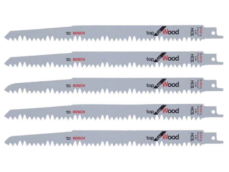 S 1531 L Top for Wood Reciprocating Saw Blade 240mm 5 TPI (Pack 5) | BPAS1531L